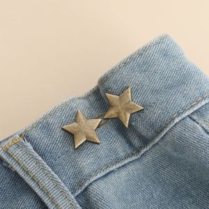 GAOSU Khóa thắt lưng Nút thắt Quần Sao Hợp kim Móc cài nút Quần Jean Khóa Thắt vừa vặn Thời trang Bạc Cúc jean cho quần jean rộng