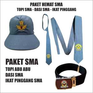 TOPI BIRU PLUS DASI DAN GESPER SMP PERLENGKAPAN SEKOLAH SMP
