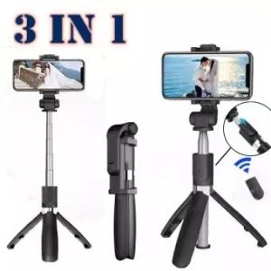 4 IN 1 Wireless Bluetooth Adjustable Selfie Stick Tripod Stand With LED Light Compatible With Any Phone