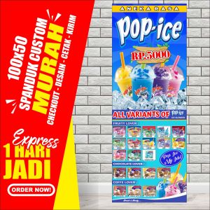 Banner POP ICE / Spanduk Minuman Pop ice ukuran 160x60 cm COD. Banner POP ICE / Spanduk Minuman Pop ice ukuran 160x60 cm COD.