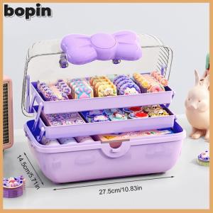 Bopin ชั้นเก็บกิ๊บติดผมหลายชั้นสำหรับเด็กผู้หญิงกล่องเก็บเครื่องประดับที่คาดศีรษะเชือกคาดศีรษะของเด็ก