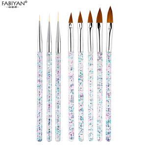 8Pcs/Set Nail Art Liner Painting Brush Crystal Acrylic UV Gel Brush Stripe Flower Painting Carving Drawing Pen Manicure Tools