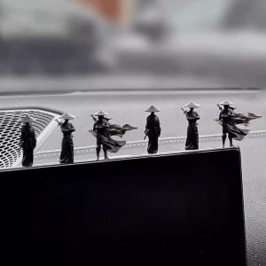 YOUSHI TOP 6Pcs/set Cartoon Chinese Swordsman Figure Exquisite Ancient Car Statue Ornament Creative Mini Swordsman Miniatures Layout Gift