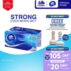 READY STOCK MALAYSIAVinda Deluxe Smooth Feel Toilet Tissue 3-Ply (16 Rolls) - Longer More Sheets & More Condensed