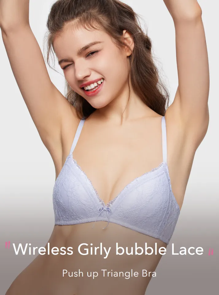 6IXTY8IGHT BORA, Wireless Girly bubble Lace Push up Triangle Bra