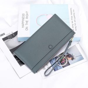 Royal Bagger Long Wallets for Women Genuine Cow Leather Ultra-thin Zipper Phone Purse Large Capacity Fashion Wrist Wallet 6299
