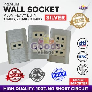 Wall Socket Premium Wide Series 1 2 3 Gang / Utility Outlet / Heavy Duty / Original / Multi-purpose /2 Way GRAY
