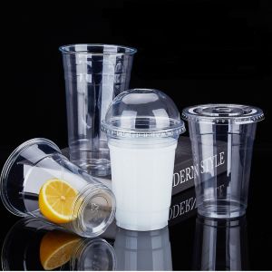 30 Pieces Disposable Transparent Plastic Cups with Lids for Milk Tea Juice Cold Drinks Smoothies Beverage Carry out2026