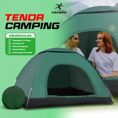 CHAMPS Tenda Camping 5-6 Orang Mendaki Army Tent Double Layer Dengan