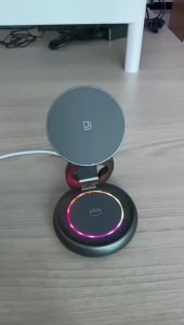 360 Degree Rotatable Desktop Zinc Alloy Multifunctional Rotating Magnetic 3 in 1 Wireless Charger