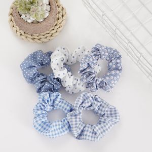 PrettySet 1Pcs Polka Dot Scrunchies Hair Rope Ladies Plaid Striped Hair Ring Ponytail Holder Girl Simple Hair Accessories for Girls Women