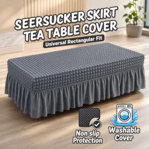 Rectangular Tablecloth Cover Seersucker Fabric Non Slip Washable Reusable Dining Table Protector Kitchen Home