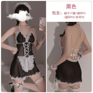 Guiruo ชุดชั้นในเซ็กซี่สวมบทบาทเซ็กซี่ซีทรูตาข่ายยั่วยวนชุดแม่บ้านลูกไม้ญี่ปุ่น 1161