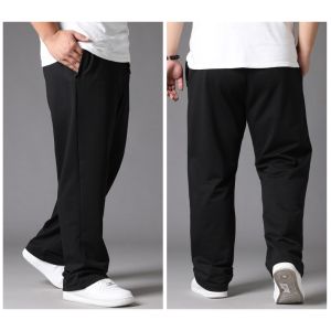 Plus Size Oversized Black Casual Mens Breathable Sweatpants Elastic Waist Jogger Pants