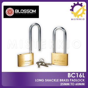 BLOSSOM Brass Padlock Long Shackle - 3 Keys For Home BTO Office Warehouse BC16L 20MM to 60MM
