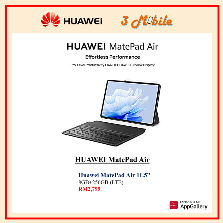 Huawei MatePad Air LTE (8GB RAM + 256GB) FOC Keyboard and Huawei M ...