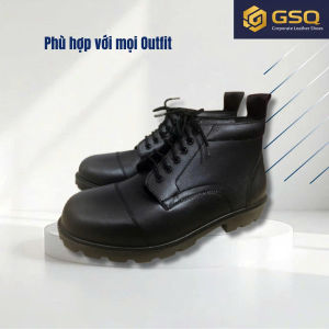 Giày Boot Nam Thấp Cổ Da Thật Màu Đen – Đế Cao Su Khâu Đế Chắc Chắn