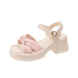 Free Shipping High-Heeled Sandals For Women Designed To Make Petite Figures Appear Taller 2026 New Summer Collection Thick-Soled Single-Strap Beach Sandals