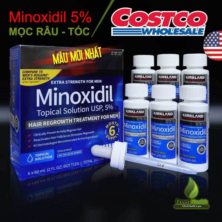 Hộp 6 lọ Serum mọc râu & mọc tóc Minoxidil 5% Kirkland | Lazada.vn