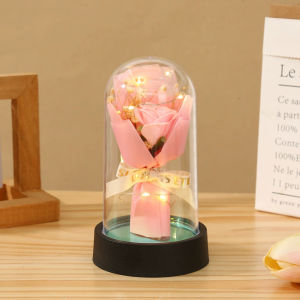Turtle Acrylic Cover Flower Bouquet with LED String Lights Everlasting Fine Decoration Gift