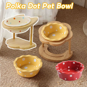 （Dream Nest）COD ชามแมว ชามและฐานขาตั้งไม้ ชามเซรามิก สุนัข แมว ชามอาหารสัตว์เลี้ยง ลายน่ารัก สีสดใส