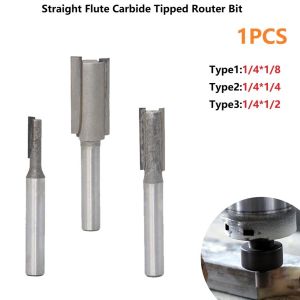 ดอกเราเตอร์ก้านสว่านตรงคาร์ไบด์ดอกตัดกัดทังสเตนเราเตอร์ขนาด1/4นิ้ว เครื่องมือ Slotting ตัดแต่งงานไม้