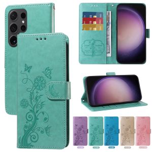 สำหรับ Samsung Galaxy S25 S24 S23 S20 S21 S24 S23 S22อัลตร้า/S25 S24 S23 S22 S20 S21พลัส/S20 S21เคสโทรศัพท์ FE กระเป๋าสตางค์หนังแม่เหล็กลายดอกไม้นำโชคพร้อมเคสพับได้แบบมีช่องเสียบเคสโทรศัพท์มือถือ