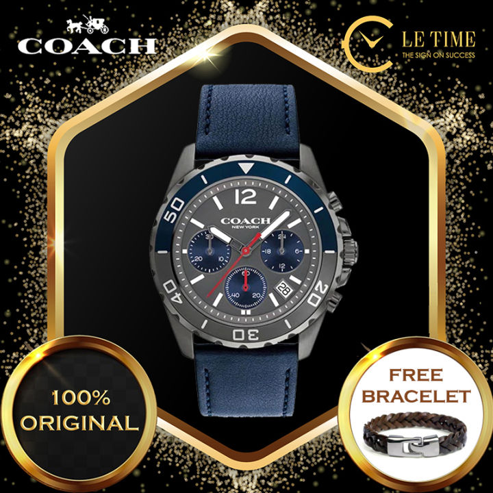 Authentic FREE BRACELET Coach SULLIVAN SPORT Chronograph Leather Men Watch Watches Jam Tangan Lelaki 14602558 2 Years Warranty Lazada