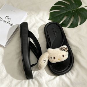 Free Shipping New Thick-Soled Slippers For Women Suitable For Outdoor Wear In Summer Featuring Cute Cartoon Designs Plush Material A V-Shaped Toe A Casual Style Height-Enhancing Effect And Non-Slip Soles Perfect For The Beach