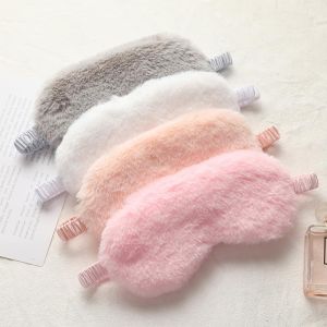 Silk Sleeping Mask Cute Soft Hairy Blocking Light Eyemask Travel Sleeping Aid Eyepatch Home Night Sleep Eyeshade for Women Men