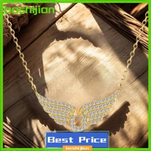 bashijian Angel Wing Necklace Womens Diamond-encrusted Fashionable Temperament All-match Titanium Steel Clavicle Chain