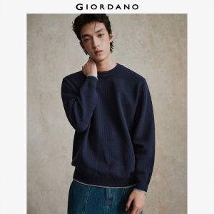 Giordano Men Contrast trim crewneck sweater Free Shipping 18055705