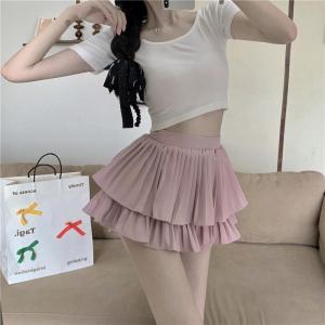 Women S Skirt White High Waist A-line Short Skirt 2022 Summer New Culottes Small Pleated Skirt Baju Perempuan Murah Cantik