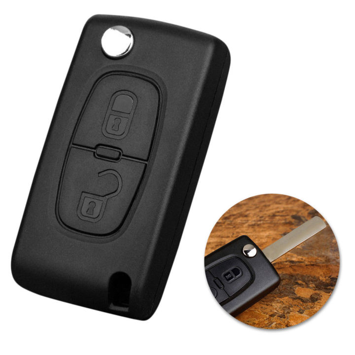 1x 2 Button Flip Cover for Peugeot 207 307 308 407 Foldable Remote Control  Blade Car Replacement Key Fob Case Accessories