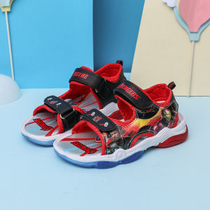 Sandal Anak Laki-laki Selop LED AVENGER Motif IRON MAN kualitas Import Khusus Anak Cowok