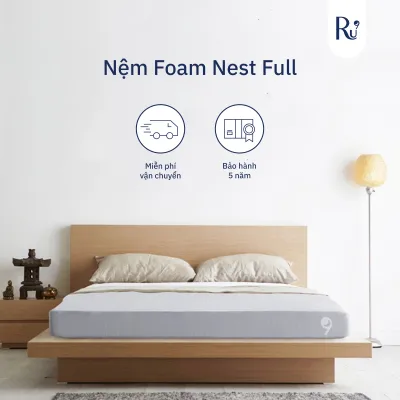 Nệm Foam Nest Ru9 15cm | Ngăn Cách Chuyển Động | 2 Lớp Foam Nâng Đỡ Vững Chắc | Đủ Kích Thước