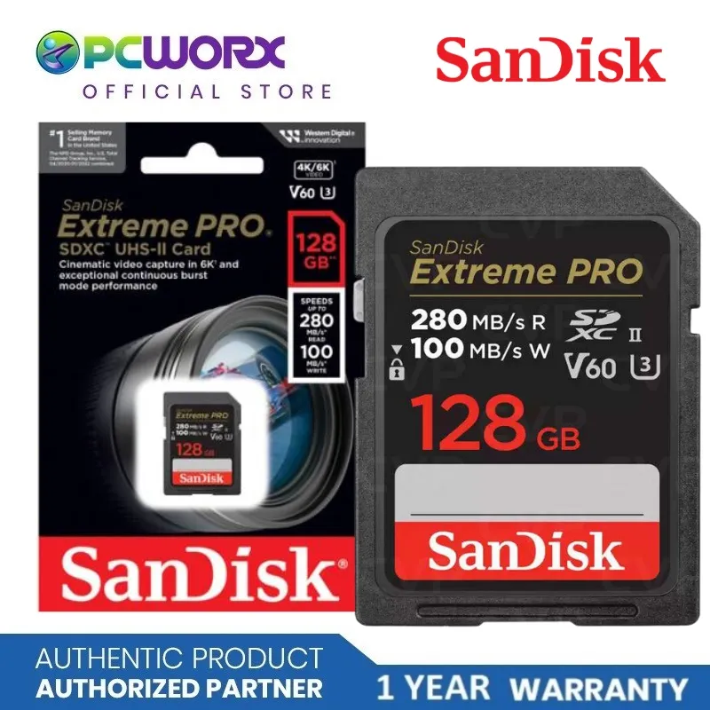 Sandisk SDSDXEP-128G-GN4IN 128GB Extreme Pro SDXC V60 U3 C10 UHS