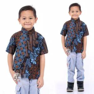 Batik Couple Pasangan Keluarga Ayah Ibu Anak Laki Perempuan Suami Istri Sepasang Modern Seno Biru