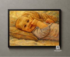 Tranh Nghệ thuật "Em Bé Đang Cười" VIETSMART ART - Acrylic 45 x 60cm
