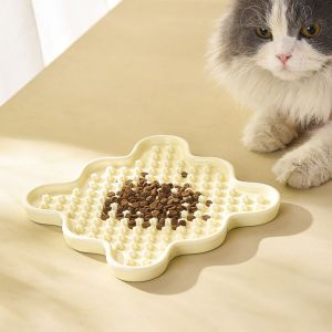 LAOO Ceramic Pet Slow Fooder Multi-use Anti Black Chin Pet Canning Lick Tray Pet Supplies Anti Choking Dog Food Bowl For Kitten Puppy