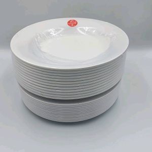 จานเมลามีน 9 นิ้ว จานกินข้าว จานอาหารตามสั่ง จานสีขาว ตราม้า แพ็ค12ใบ