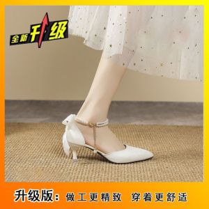 Free Shipping Baotou Pearl Sandals 2026 Summer New Slimming Pointed-Toe Stiletto Heel Strappy WomenS High Heels