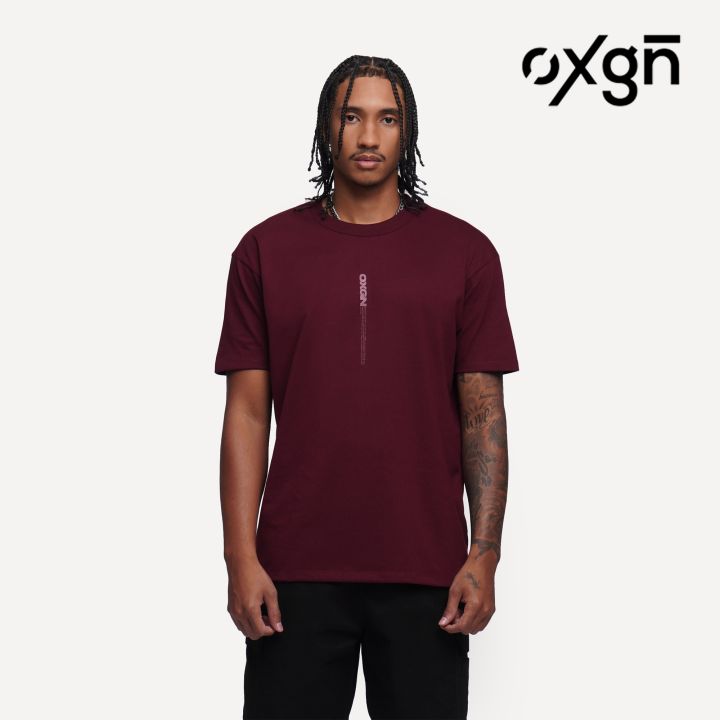 OXGN Logo Graphic T-Shirt For Men (Dark Red/Thyme) | Lazada PH