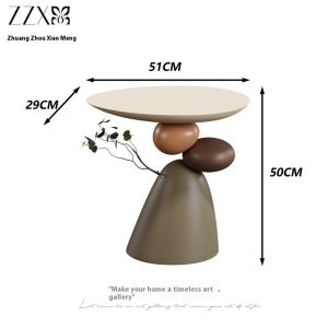 Middle Aged Side Table Creamy Style Side Table Living Room Movable Table Coffee Table Sofa Side Table