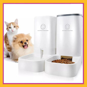 Pet Dog Cat Automatic Food Feeder Bowl Water Drinker Dispenser