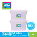 Home Gallery Stackable Storage Box with Handle, Capacity: 30L | Durable & BPA-Free | Stackable Design | Multi-Purpose Storage for Cosmetics, Sundries, Clothes & More | Space-Saving & Easy to Carry | BUY 1 TAKE 1 | Dimension: L49.5xW34xH34cm. 