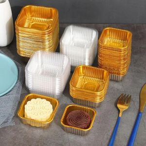 100pcs Clear Square Mooncake Transparent Tray Pastry Dessert Packaging Box Mid-autumn Festival Party