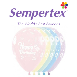 12" Sweet Pastel Matte All Over Happy Birthday Balloon (10 pcs)