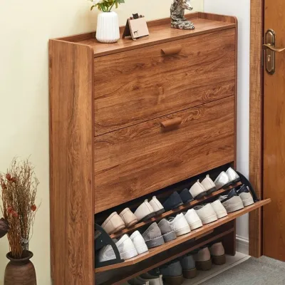 Flip-Bucket Storage Cabinet Small Shoe Rack Shoe Cabinet Paint-Free Economical Doorway Ultra-Thin Multi-Functional Minimalist17cm Home Narrow OKCV