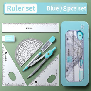 8Pcs Compass Ruler Kit Set Students School Learning Stationery Exam Drawing Math Tools Engineering Compass Ruler Set